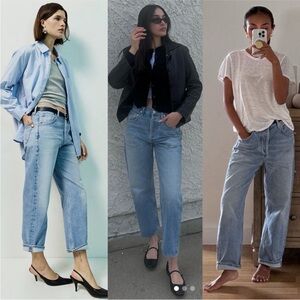 Citizens of Humanity Dahlia Bow Leg Baby Roll Ribbon Light Indigo Jeans Size 26